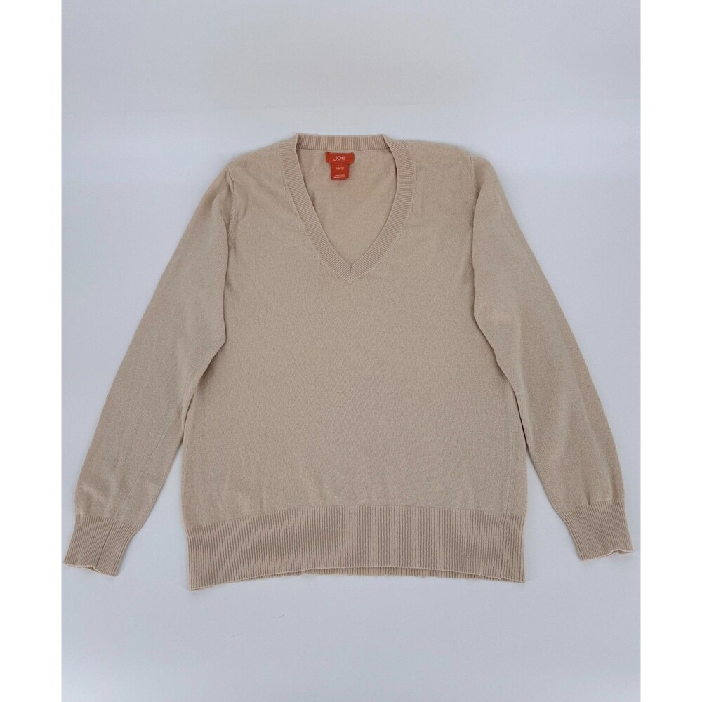 Joe Fresh Cashmere Blend V-Neck Sweater Womens XS Cream Pullover Preppy Classic
